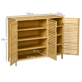 Bamboo Shoe Storage Cabinet 100cm Wide With 3 Doors - Velmora