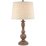 Beige Edged Linen Shade Table Lamp With Neutral-Toned Wooden Base - Seraphia