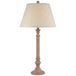 Beige Edged Linen Shade Table Lamp With Wooden Base - Solenne