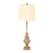 Beige Linen Shade Table Lamp With Candlestick Wooden Base - Chiaro