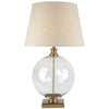 Beige Linen Shade Table Lamp With Clear Glass Orb Base - Lunel