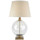 Beige Linen Shade Table Lamp With Clear Glass Orb Base - Lunel