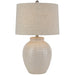 Beige Linen Shade Table Lamp With Textured Ceramic Base - Basketweave