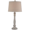 Beige Linen Shade Table Lamp With Textured Wooden Base - Stella