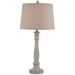 Beige Linen Shade Table Lamp With Textured Wooden Base - Stella