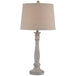 Beige Linen Shade Table Lamp With Textured Wooden Base - Stella