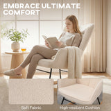 Berber Fleece Fabric Rocking Chair 71cm Wide With Wooden Base - Velmora