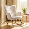 Berber Fleece Fabric Rocking Chair 71cm Wide With Wooden Base - Velmora