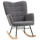 Berber Fleece Fabric Rocking Chair 71cm Wide With Wooden Base - Velmora