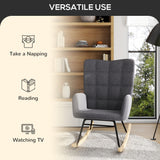 Berber Fleece Fabric Rocking Chair 71cm Wide With Wooden Base - Velmora