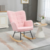 Berber Fleece Fabric Rocking Chair 71cm Wide With Wooden Base - Velmora