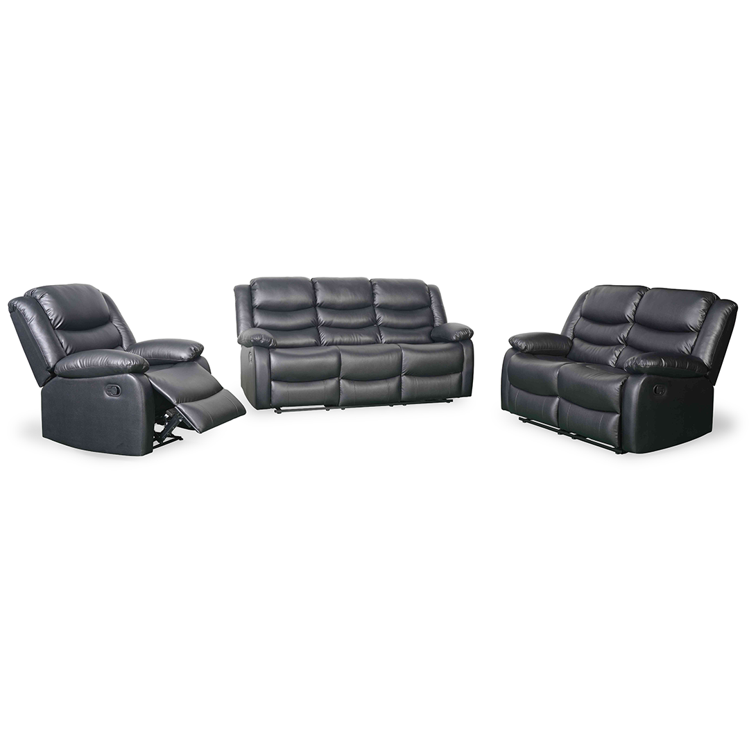 Bonded Leather 3 + 2 + 1 Seater Sofa Set Manual Recliner - Conrad