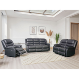 Bonded Leather 3 + 2 + 1 Seater Sofa Set Manual Recliner - Conrad