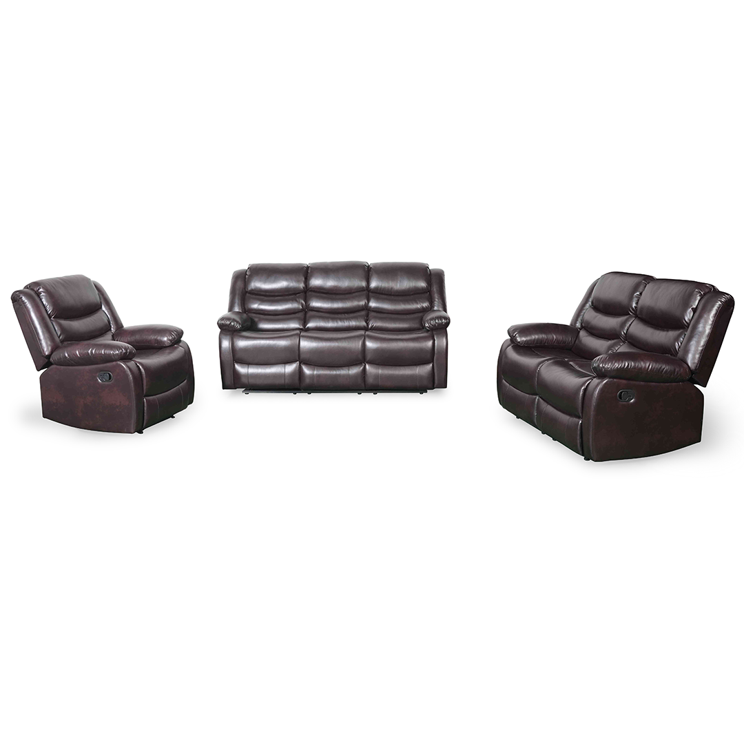 Bonded Leather 3 + 2 + 1 Seater Sofa Set Manual Recliner - Conrad
