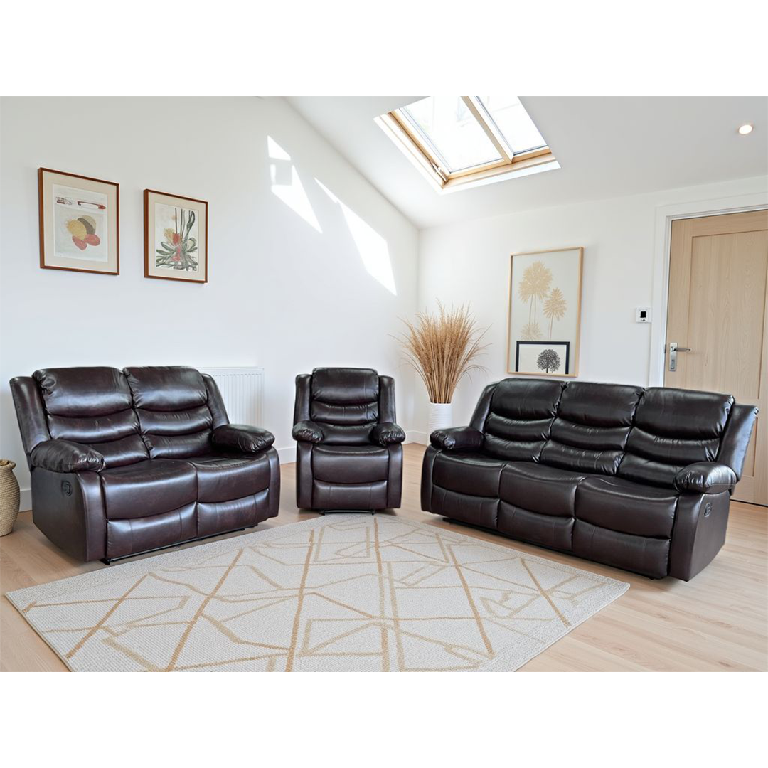 Bonded Leather 3 + 2 + 1 Seater Sofa Set Manual Recliner - Conrad