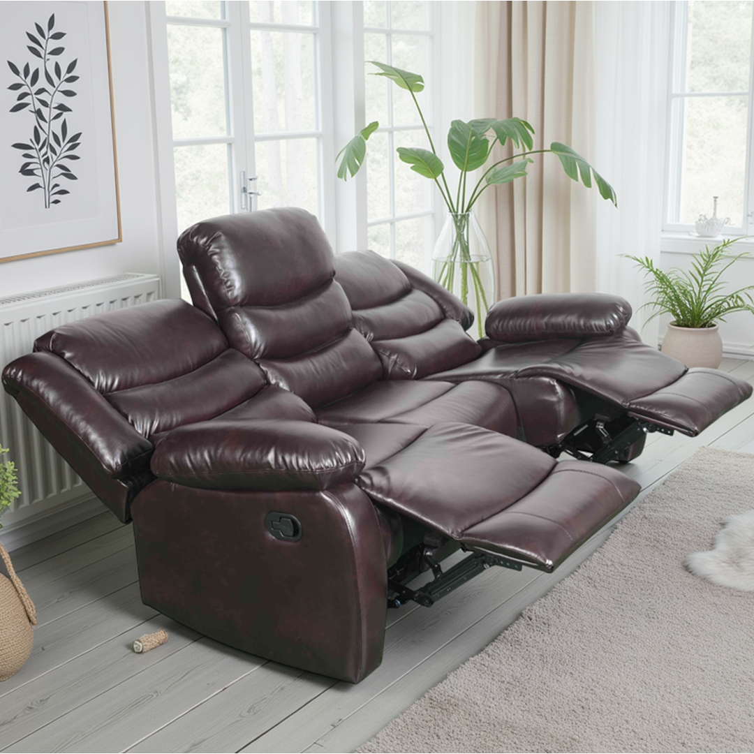 Bonded Leather 3 Seater Sofa Manual Recliner - Conrad