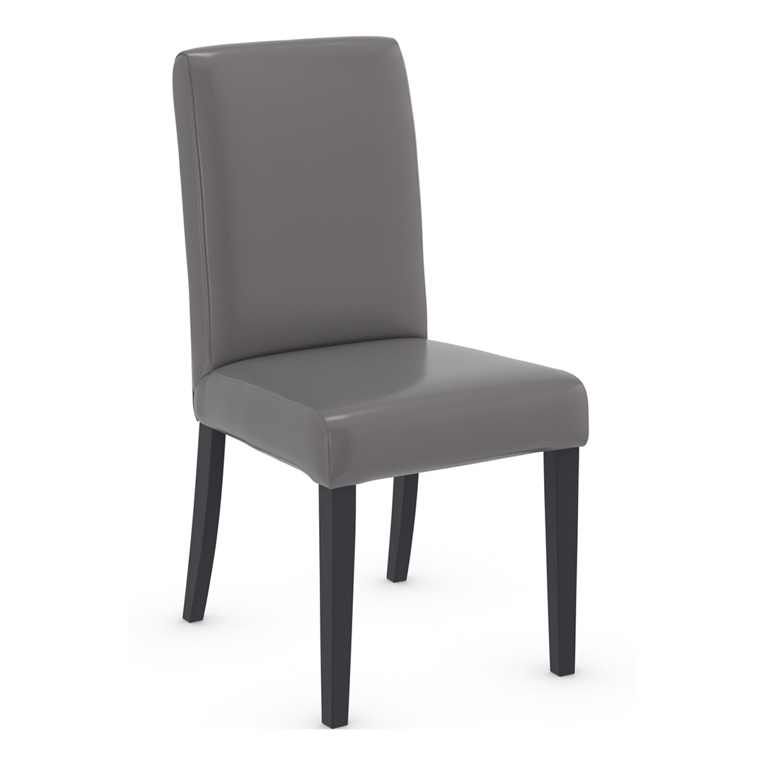Bonded Leather Dining Chair With Matt Black Wooden Legs - Farnley