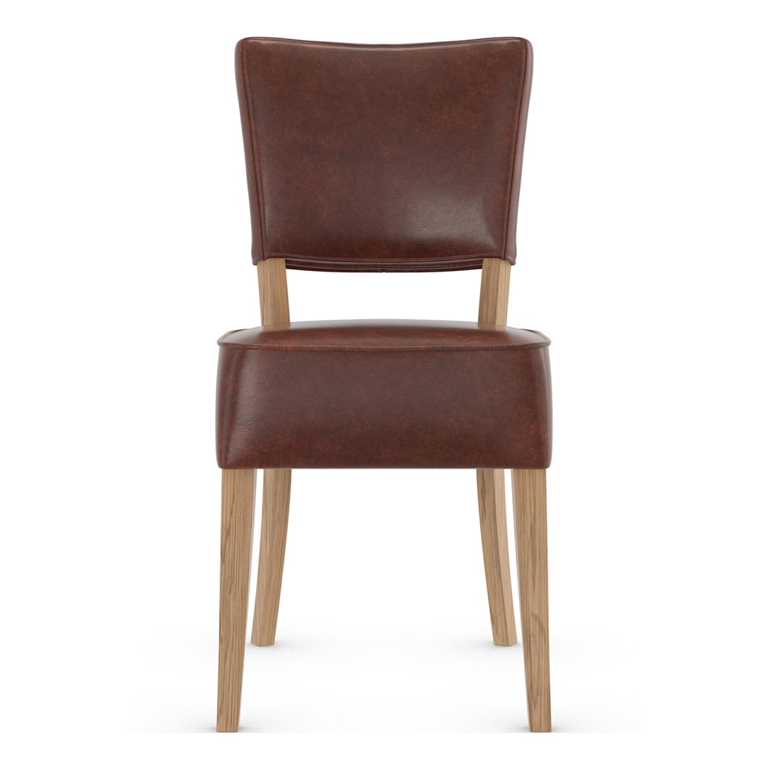 Bonded Leather Dining Chair With Rustic Oak Wooden Legs - Greystone