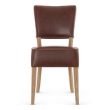 Bonded Leather Dining Chair With Rustic Oak Wooden Legs - Greystone