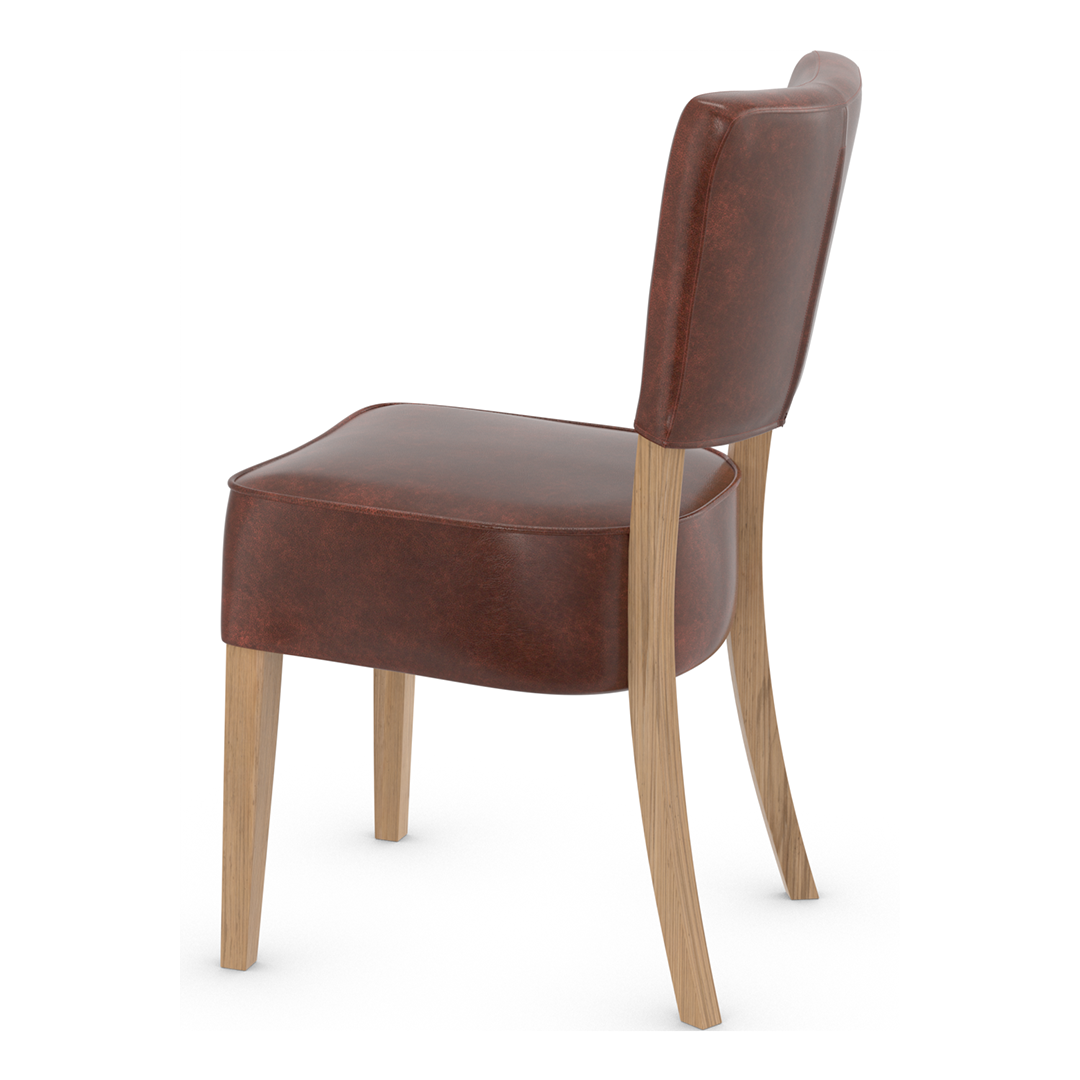 Bonded Leather Dining Chair With Rustic Oak Wooden Legs - Greystone