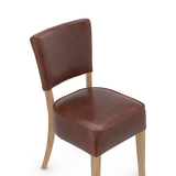 Bonded Leather Dining Chair With Rustic Oak Wooden Legs - Greystone