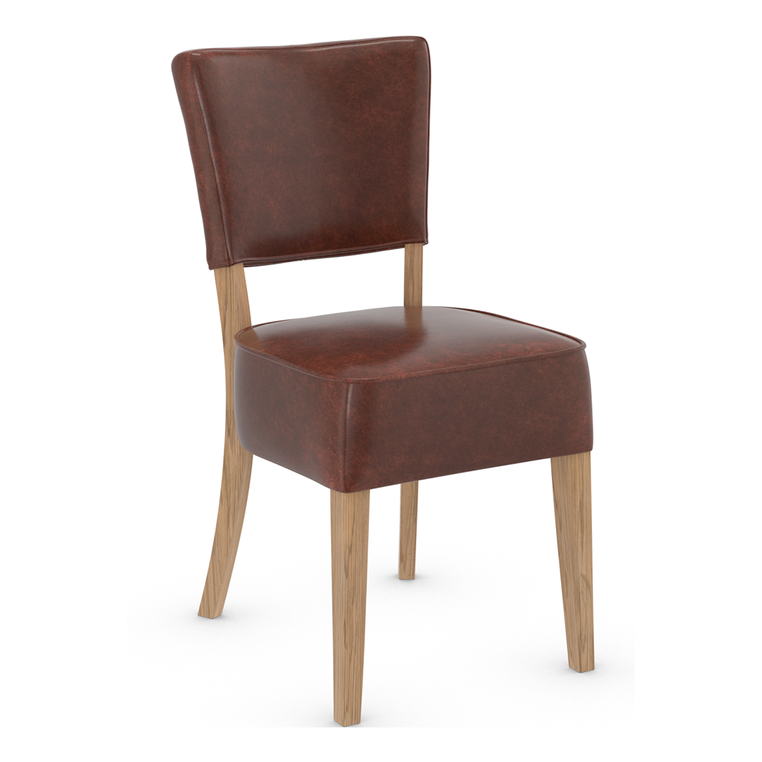 Bonded Leather Dining Chair With Rustic Oak Wooden Legs - Greystone