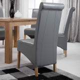 Bonded Leather Dining Chairs in Set Of 2 With Roll Back - Krista