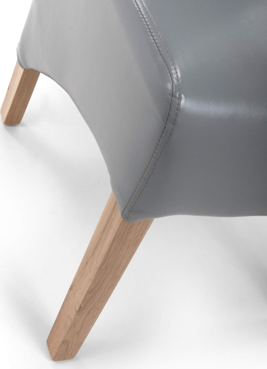 Bonded Leather Dining Chairs in Set Of 2 With Roll Back - Krista