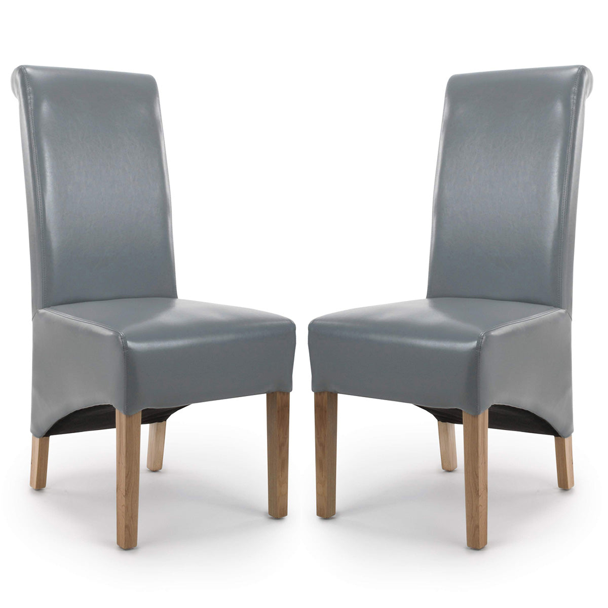 Bonded Leather Dining Chairs in Set Of 2 With Roll Back - Krista