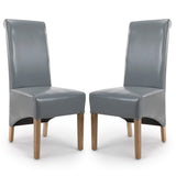 Bonded Leather Dining Chairs in Set Of 2 With Roll Back - Krista