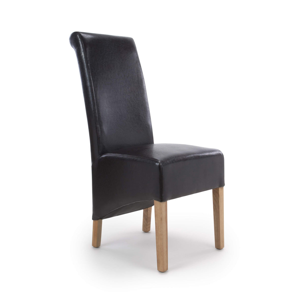 Bonded Leather Dining Chairs in Set Of 2 With Roll Back - Krista