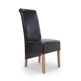 Bonded Leather Dining Chairs in Set Of 2 With Roll Back - Krista