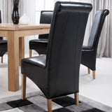 Bonded Leather Dining Chairs in Set Of 2 With Roll Back - Krista