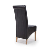 Bonded Leather Dining Chairs in Set Of 2 With Roll Back - Krista