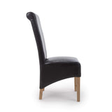 Bonded Leather Dining Chairs in Set Of 2 With Roll Back - Krista