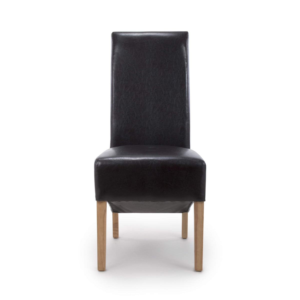 Bonded Leather Dining Chairs in Set Of 2 With Roll Back - Krista