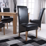 Bonded Leather Dining Chairs in Set Of 2 With Roll Back - Krista