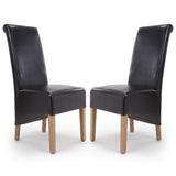 Bonded Leather Dining Chairs in Set Of 2 With Roll Back - Krista