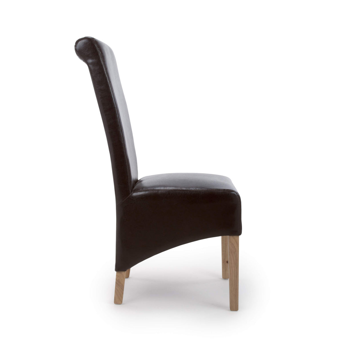 Bonded Leather Dining Chairs in Set Of 2 With Roll Back - Krista