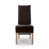 Bonded Leather Dining Chairs in Set Of 2 With Roll Back - Krista