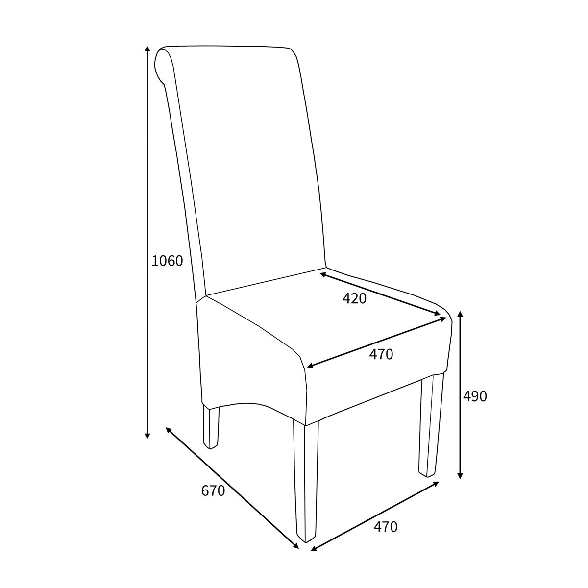 Bonded Leather Dining Chairs in Set Of 2 With Roll Back - Krista