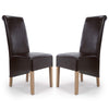 Bonded Leather Dining Chairs in Set Of 2 With Roll Back - Krista