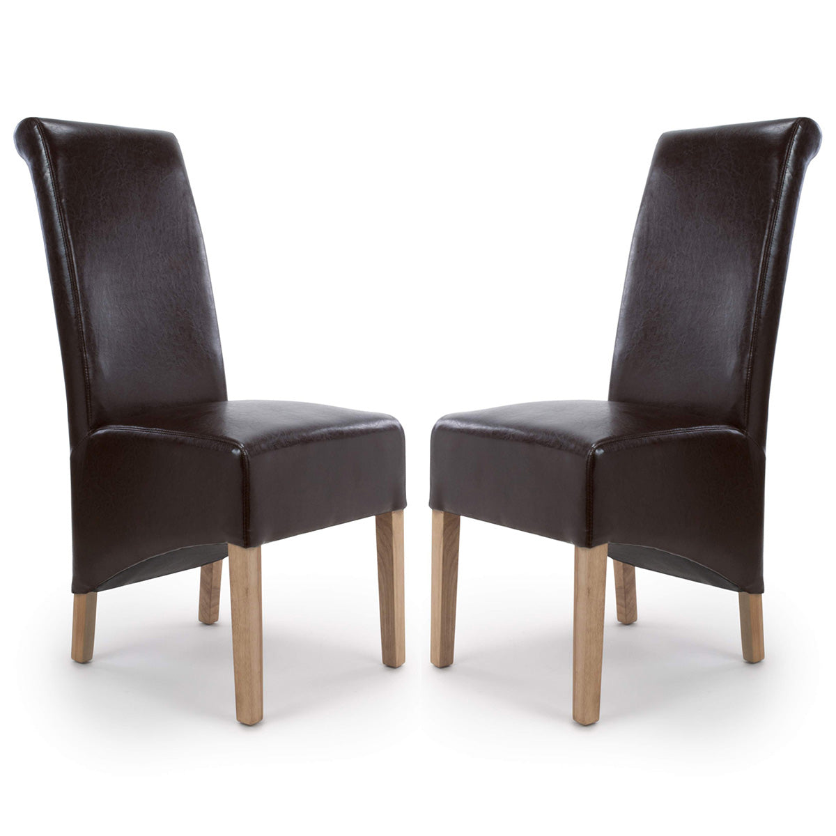 Bonded Leather Dining Chairs in Set Of 2 With Roll Back - Krista