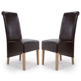 Bonded Leather Dining Chairs in Set Of 2 With Roll Back - Krista