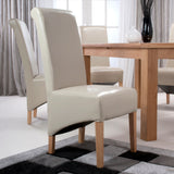 Bonded Leather Dining Chairs in Set Of 2 With Roll Back - Krista