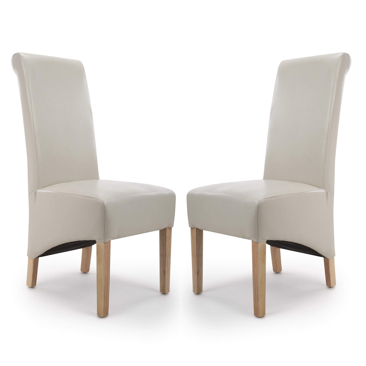 Bonded Leather Dining Chairs in Set Of 2 With Roll Back - Krista