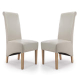 Bonded Leather Dining Chairs in Set Of 2 With Roll Back - Krista
