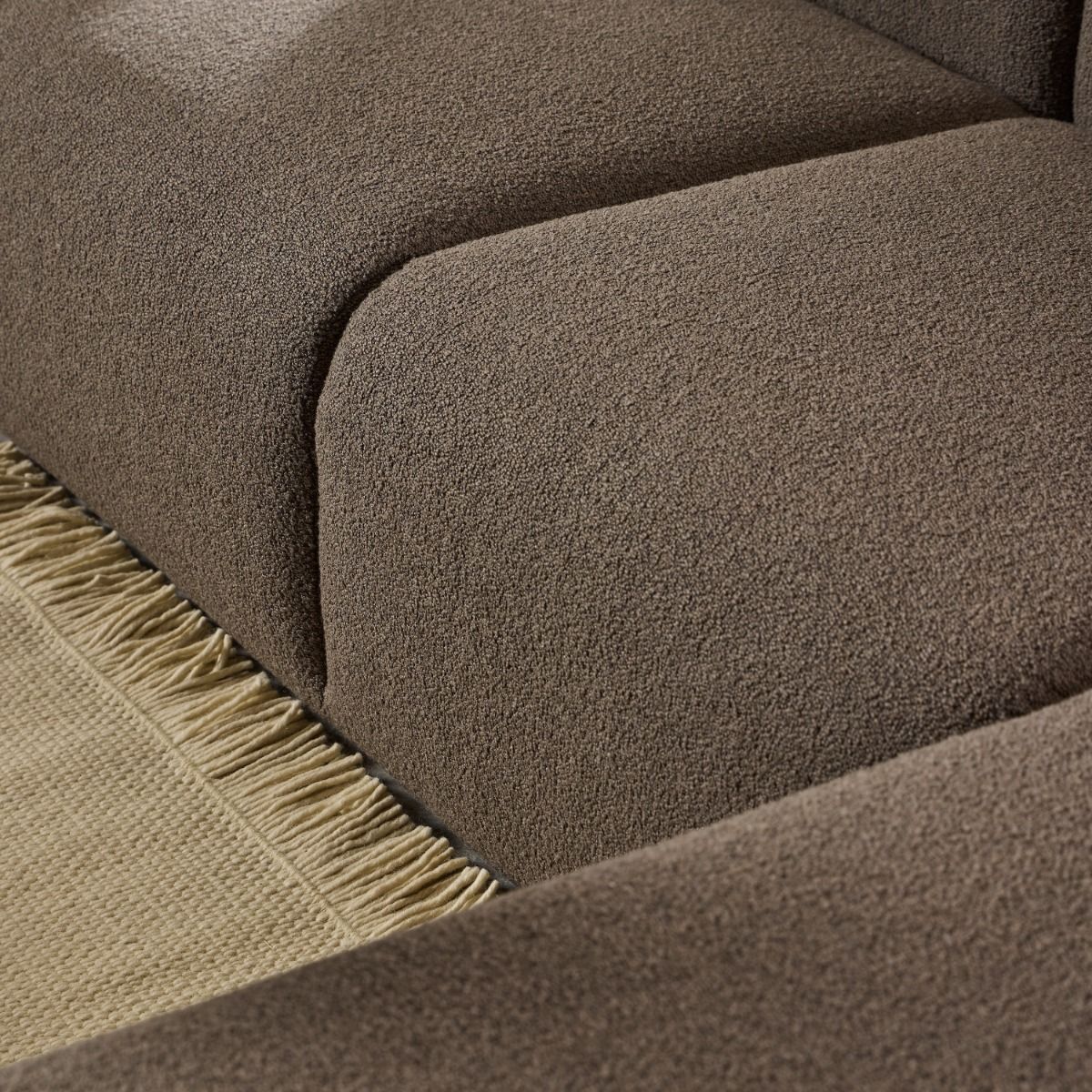 Boucle Fabric 2 Seater Chaise Longue Sofa Facing Right Handed - Midfield