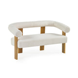 Boucle Fabric 2 Seater Sofa With Wooden Legs - Freya