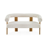 Boucle Fabric 2 Seater Sofa With Wooden Legs - Freya